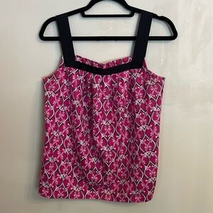 Loft Pink and Black Sleeveless Tank Blouse Size S